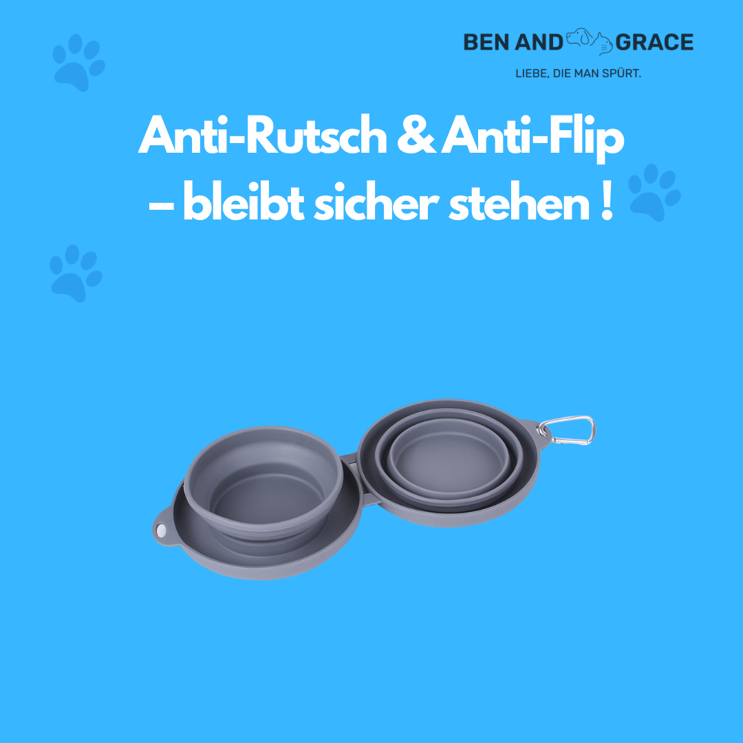 Faltbarer Doppel-Napf aus Gummi – Ideal für Hunde & Katzen unterwegs!