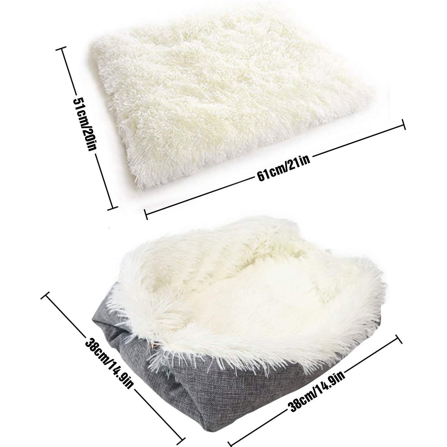2-in-1 Selbstheizende Katzendecke & Kuschelnest I Weich, Rutschfest & Pflegeleich